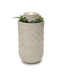 LuxenHome Outdoor Lighted Polyresin Fountain with Planter, Decorative Garden Accent