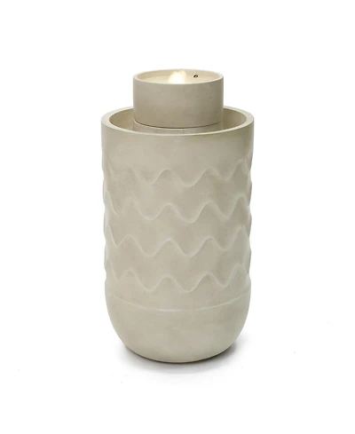 LuxenHome Outdoor Lighted Polyresin Fountain with Planter, Decorative Garden Accent