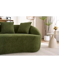 Streamdale Furniture Curved Boneless Sofa Loveseat, 2-Seater Green Chenille Compression Couch with 3 Pillows