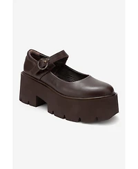 Forever & Always Shoes Women s Orina Leather Platform Mary Jane Shoe