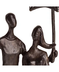 Danya B. Loving Couple Under Umbrella Bronze Sculpture