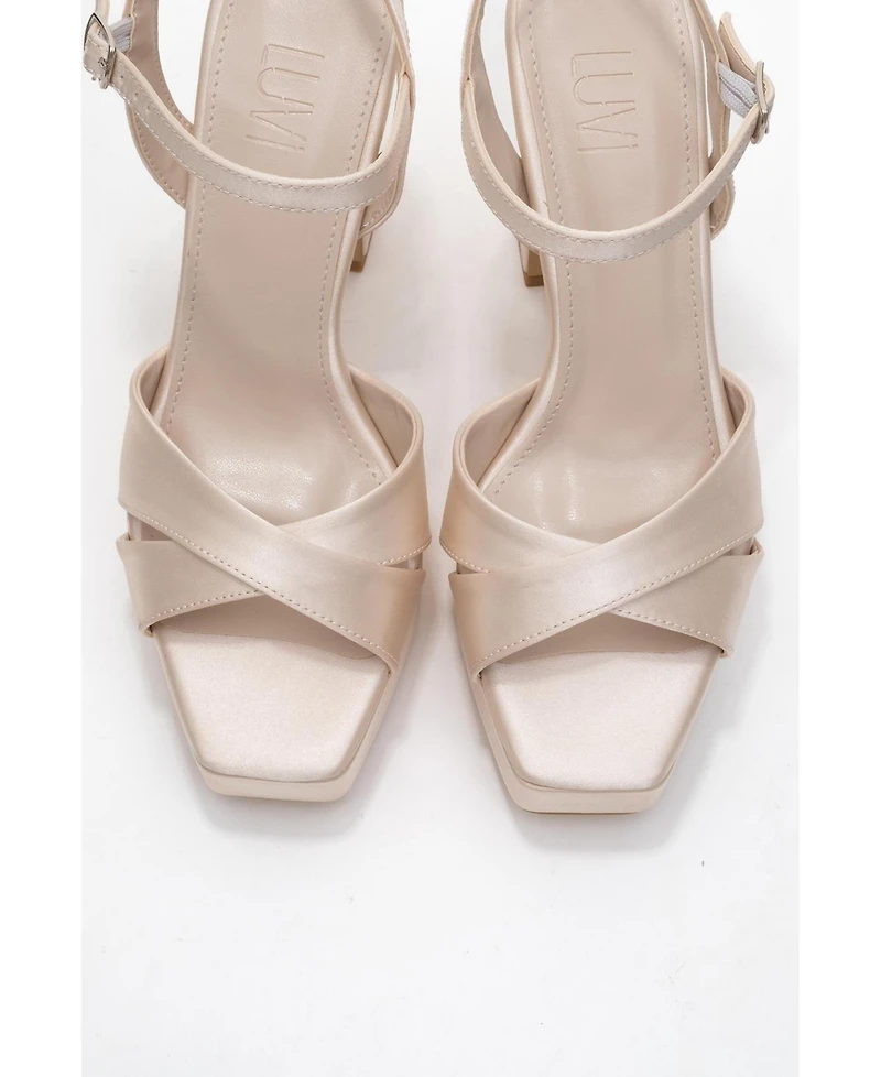 Prologue Shoes women's Yulia Cross-Strap Platform Heel Sandal