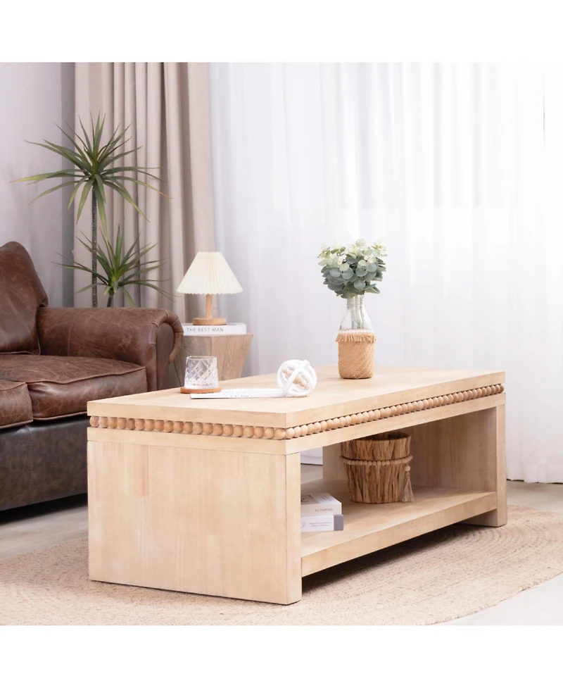 Streamdale Furniture Modern Wood Coffee Table - 47" Rectangular, Open Shelf