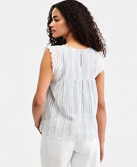 Lucky Brand Women's Striped Cotton Linen Sleeveless Top