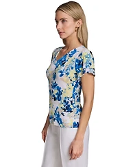 Calvin Klein Petite V-Neck Ruffle-Sleeve Top