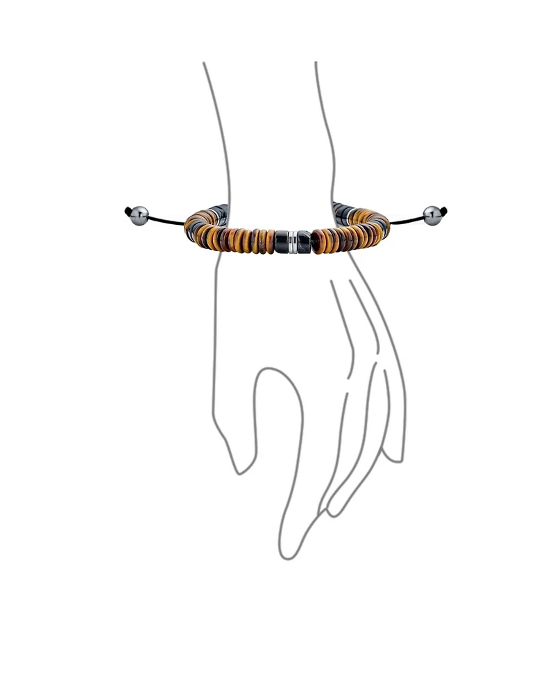 Bling Jewelry Boho Natural Stones Chakra Stacking Bolo Bracelet Gold Plated Stainless Steel Spacers Rondel Tube Beads Adjustable