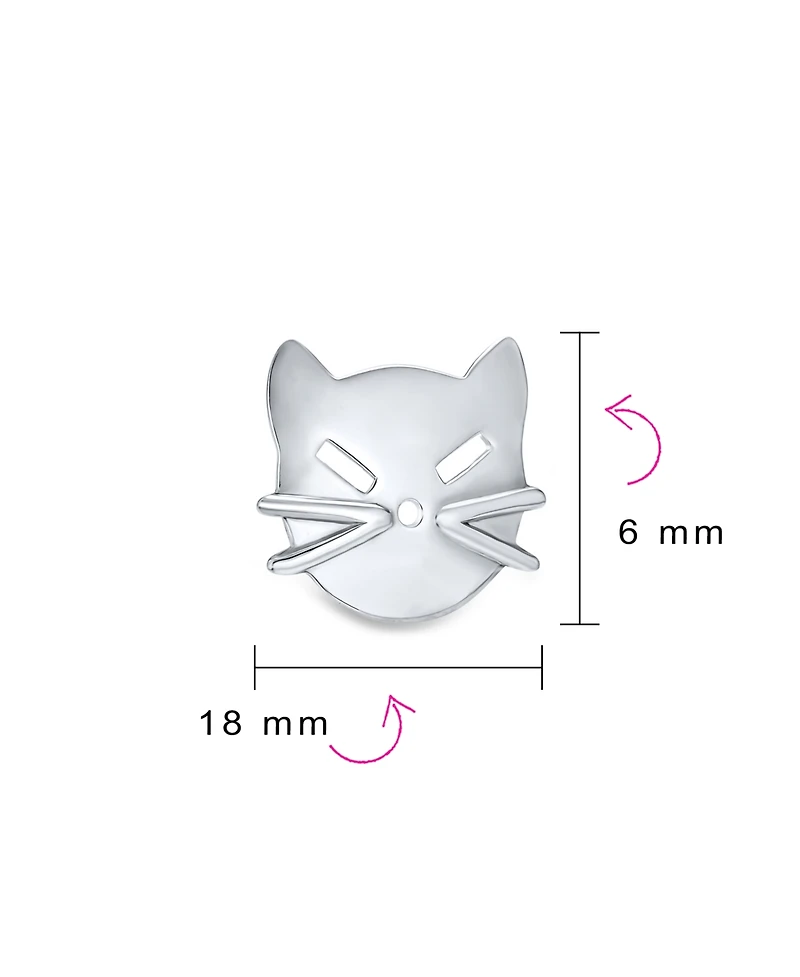 Bling Jewelry Curious Cat Face Stud Earrings in Sterling Silver - Cute Kitten Design