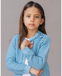 Hope and Henry Little Big Girls' Organic Tweed Stitch Bow Cardigan