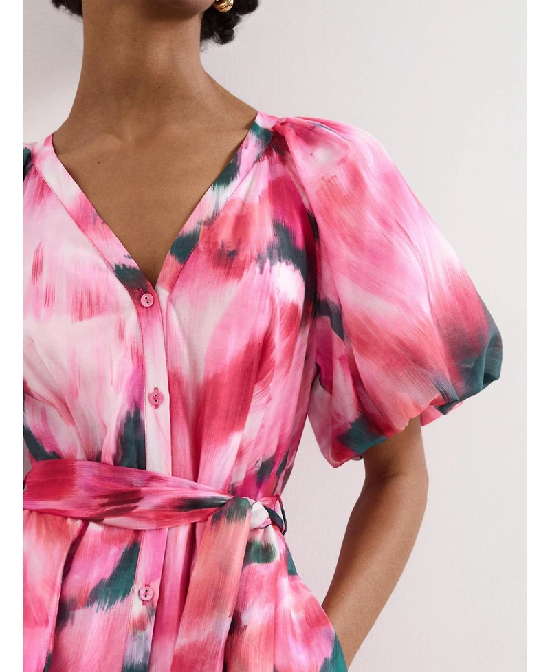 Phase Eight Women's Caterina Puff Sleeve V-Neck Shirt Dress