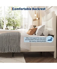 gaomon Full Upholstered Bed Frame with Headboard, Platform Bed with Wood Slats Support, No Box Spring Needed