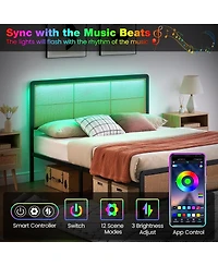 gaomon Twin Xl Velvet Upholstered Bed Frame with Headboard, Modern Platform Bed with Wood Slats Support, No Box Spring