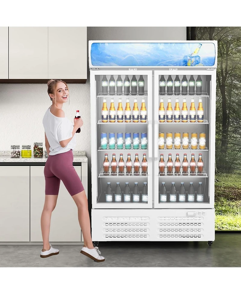 gaomon Commercial Refrigerators, 25.3 Cu.Ft. Upright Display Fridge, Beverage Cooler with Led Light, Adjustable Shelves