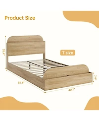 gaomon Bed Frame with Storage Headboard and Raised Footboard Low Platform Wood Slats No Box Spring