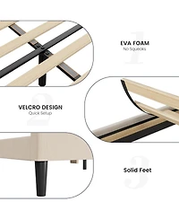 gaomon Velvet Upholstered Bed Frame Wingback Headboard Platform Wood Slats Optional Box Spring