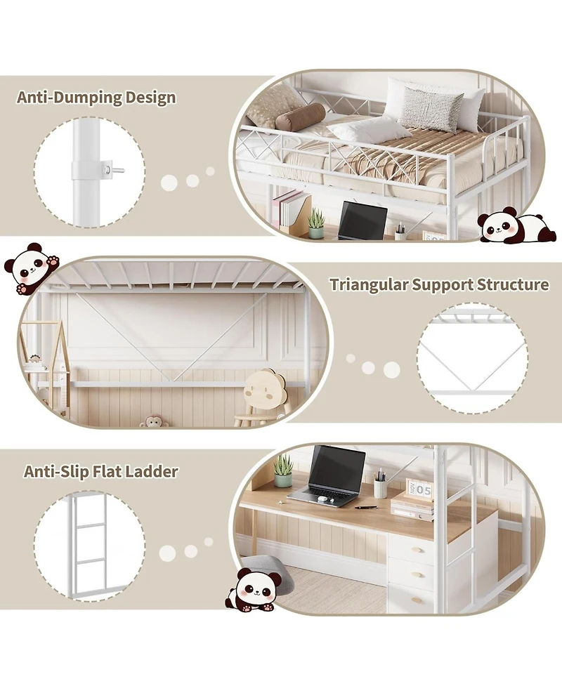 gaomon Twin Metal Bed Frame with Heart Design Headboard & Footboard, Heavy Duty Steel Platform Bed, Underbed Storage