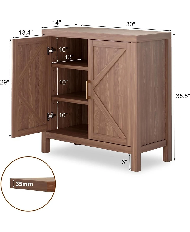 gaomon Farmhouse Oak Sideboard Buffet Cabinet - x-Shaped Door Kitchen Storage Cabinet with Adjustable Shelves for Hallway Entry Living Room