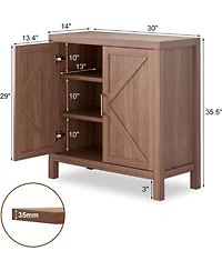 gaomon Farmhouse Oak Sideboard Buffet Cabinet - x-Shaped Door Kitchen Storage Cabinet with Adjustable Shelves for Hallway Entry Living Room