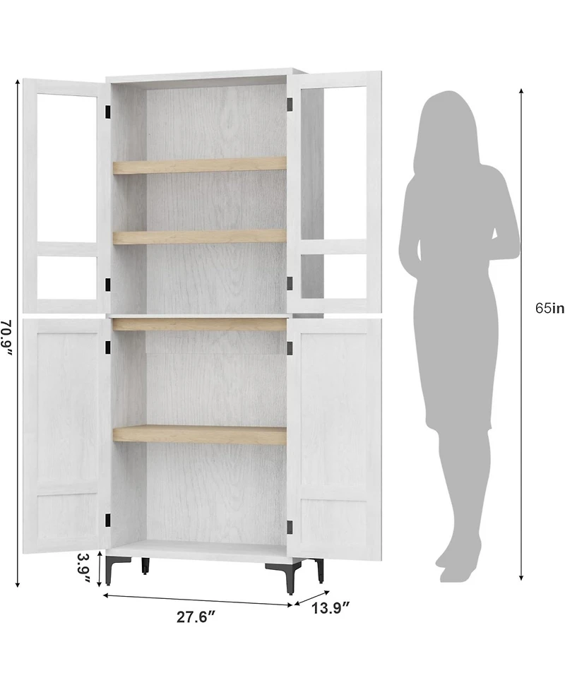 gaomon Tall Storage Cabinet, Kitchen Pantry Cabinet Tier Bathroom Cabinet with Doors Adjustable Shelves for Kitchen, Dining Room, Bathroom