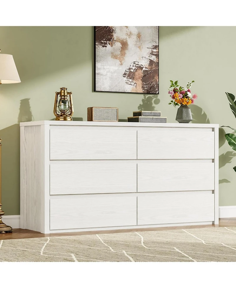 gaomon Farmhouse 6 Drawer Dresser Handle Free Storage with Anti Tip