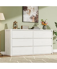 gaomon Farmhouse 6 Drawer Dresser Handle Free Storage with Anti Tip