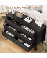 gaomon 6 Drawer Dresser with Deep Drawers and Metal Knobs