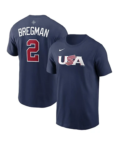 Nike Men's Alex Bregman Navy Usa Baseball 2026 World Classic Name Number T-Shirt