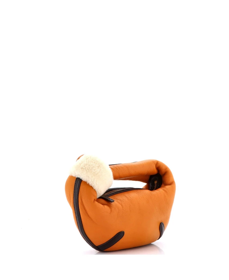 Pre-Owned Bottega Veneta Mini Aviator Jodie Hobo Leather with Shearling