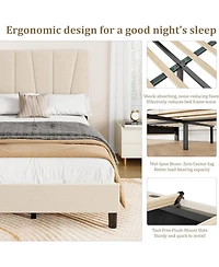 gaomon Twin Xl Platform Bed with Adjustable Headboard, Linen Upholstered Frame