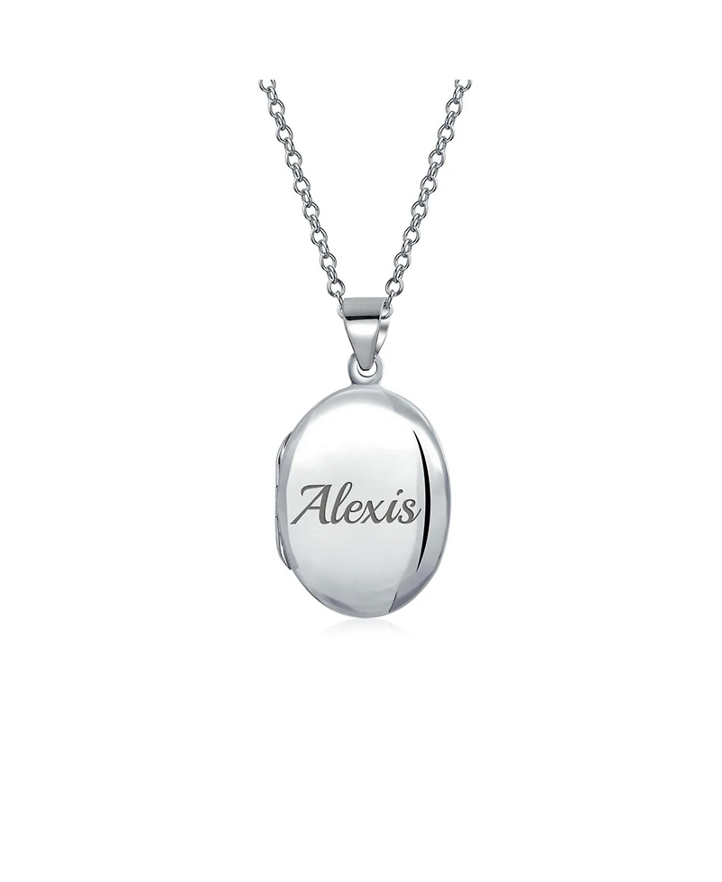 Bling Jewelry Petite Simple Plain Oval Photo Locket .925 Sterling Silver Necklace Pendant