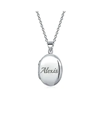 Bling Jewelry Petite Simple Plain Oval Photo Locket .925 Sterling Silver Necklace Pendant