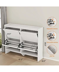 Homfan Shoe Cabinet with 4 Flip Drawers, Hidden Shoe Storage Organizer for Entryway, Wooden Shoe, Space-Saving Shoe Cupboard