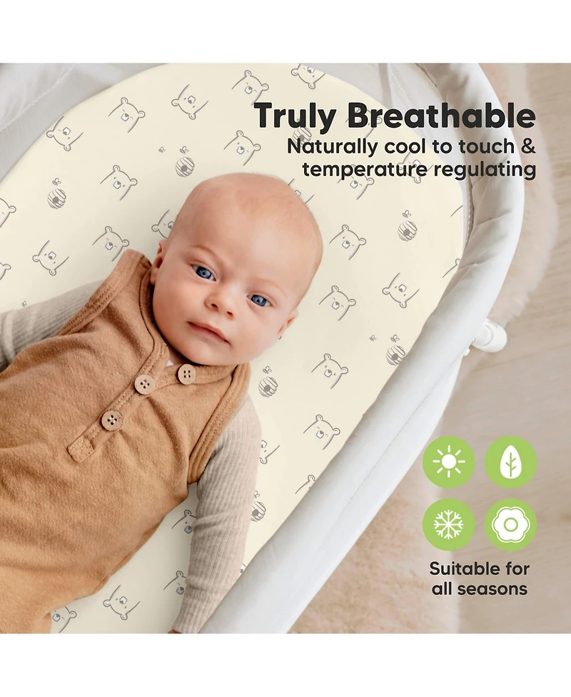 KeaBabies 2-Pack Isla Waterproof Bassinet Sheets for Boy, Girl, Baby Fitted Mattress Protector Cover