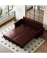 Streamdale Furniture Chesterfield Sleeper Sofa Bed, Pull Out, Faux Leather, Nailhead Trim