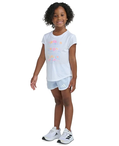 adidas Girls' 2T-6X Short-Sleeve T-Shirt and Woven Shorts, 2-Piece Set