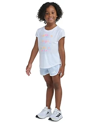 adidas Girls' 2T-6X Short-Sleeve T-Shirt and Woven Shorts, 2-Piece Set