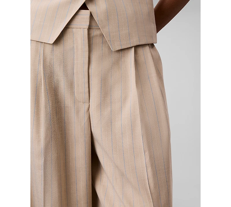 Calvin Klein Women's Mid-Rise Pinstripe Wide-Leg Pants
