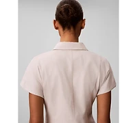 Calvin Klein Women's Short-Sleeve Collared Midi Shirt Dress