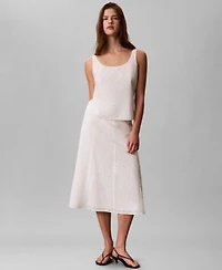 Calvin Klein Womens Sleeveless Scoop Neck Classic Fit Top Classic Fit Pull On Midi Skirt