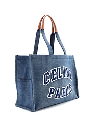 Pre-Owned Celine Large Cabas Thais Tote Denim with Applique