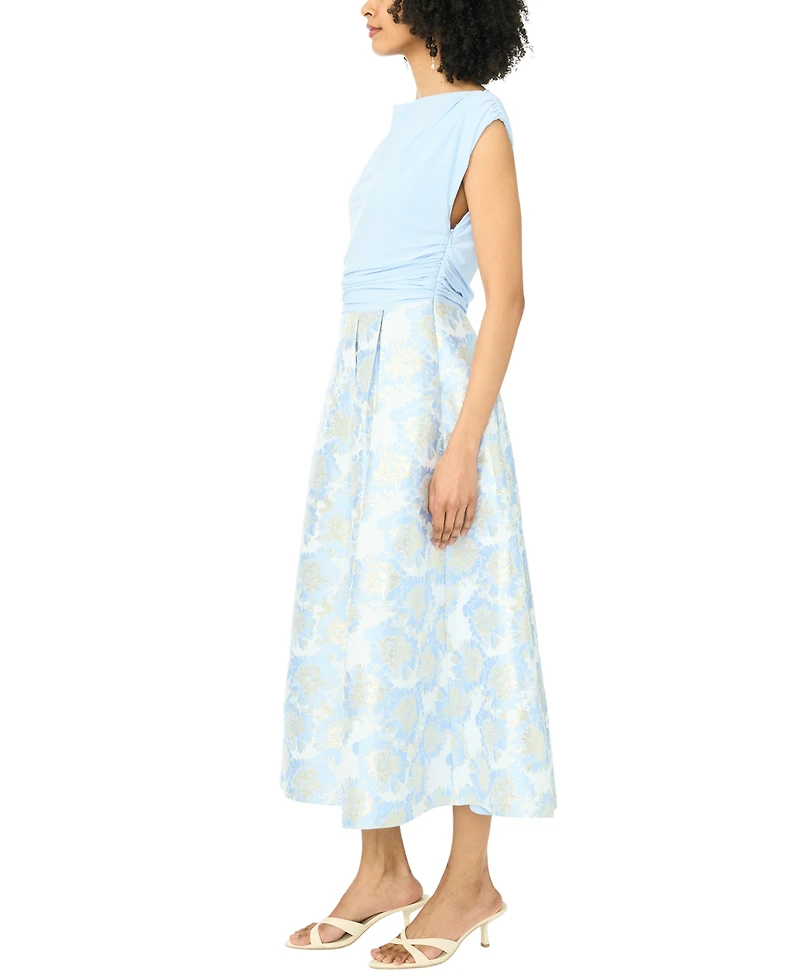 Msk Women's 3/4-Length-Sleeve Boat Neck Printed Jacket Dress