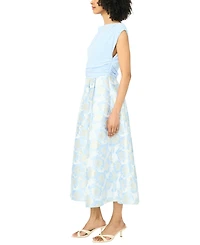 Msk Women's 3/4-Length-Sleeve Boat Neck Printed Jacket Dress
