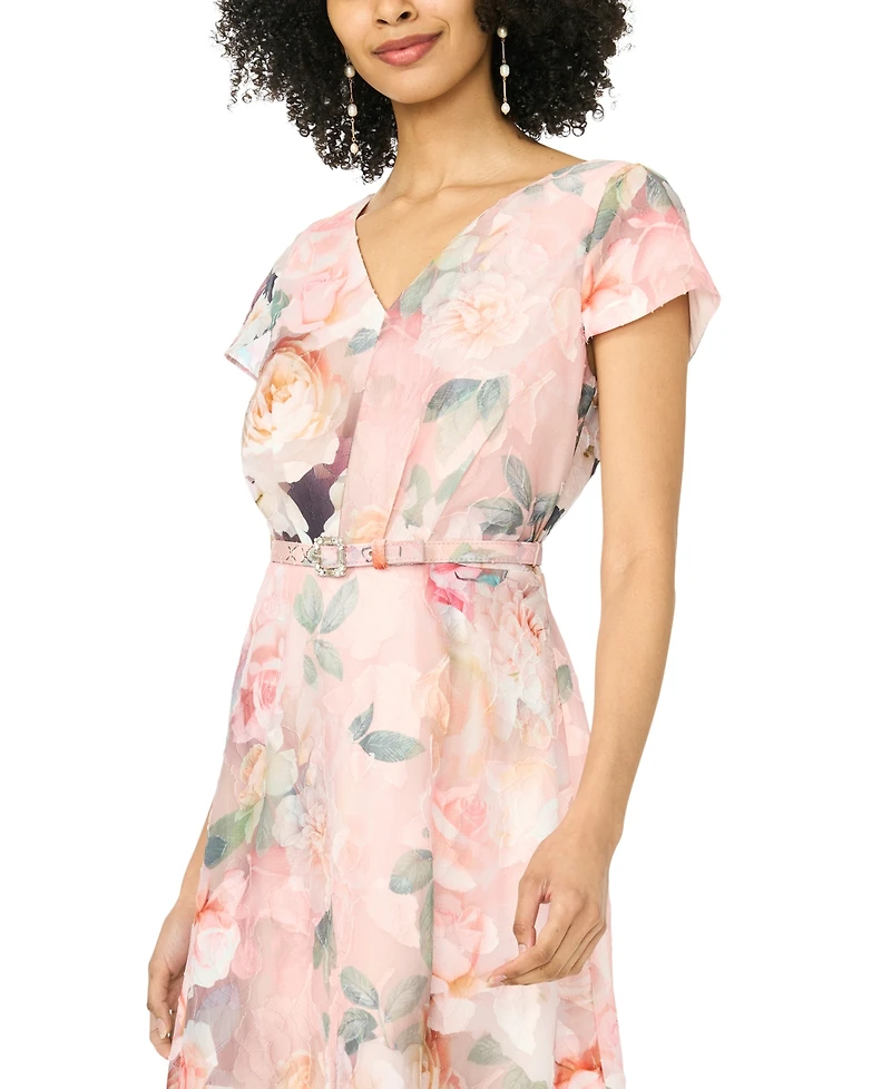 Msk Women's Flutter-Sleeve V-Neck Fit & Flare Dress