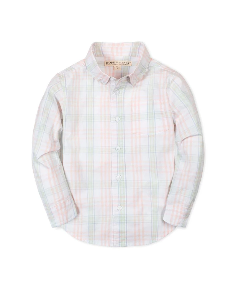 Hope & Henry Boys Organic Long Sleeve Stretch Poplin Shirt