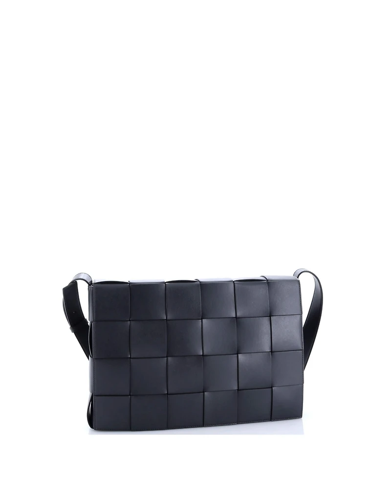 Pre-Owned Bottega Veneta Medium Cassette Messenger Bag Maxi Intrecciato Leather