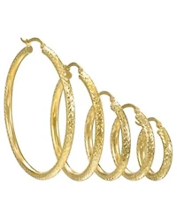 Macys Diamond Cut Hoop Earrings In 10k Yellow Gold