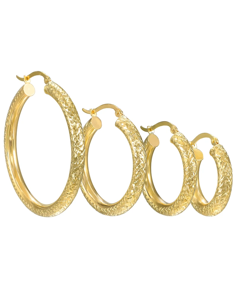 Macy's Diamond-Cut Hoop Earrings 4x20mm in 10k Yellow Gold