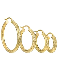Macy's Diamond-Cut Hoop Earrings 4x20mm in 10k Yellow Gold
