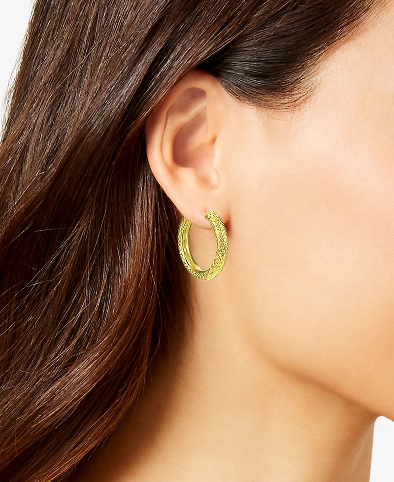 Macy's Diamond-Cut Hoop Earrings 4x25mm in 10k Yellow Gold