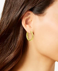 Macy's Diamond-Cut Hoop Earrings 4x25mm in 10k Yellow Gold