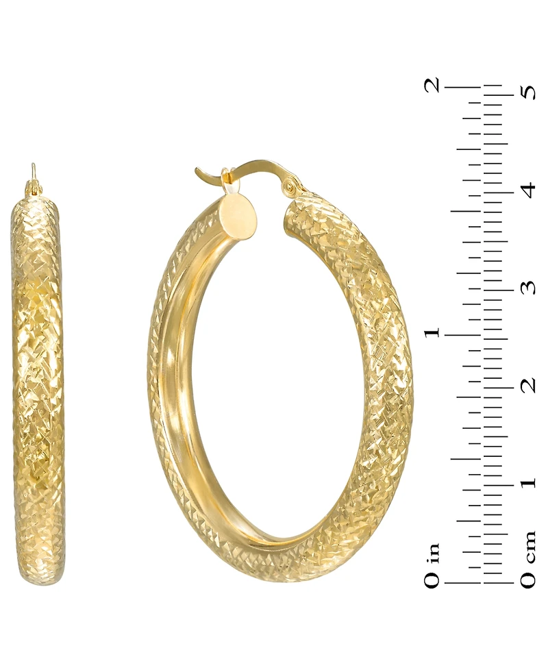 Macy's Diamond Cut Hoop Earrings in 10k Yellow Gold